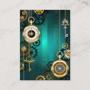 Carte De Rendez-vous Veille bijoux Steampunk sur un Arrière - plan vert