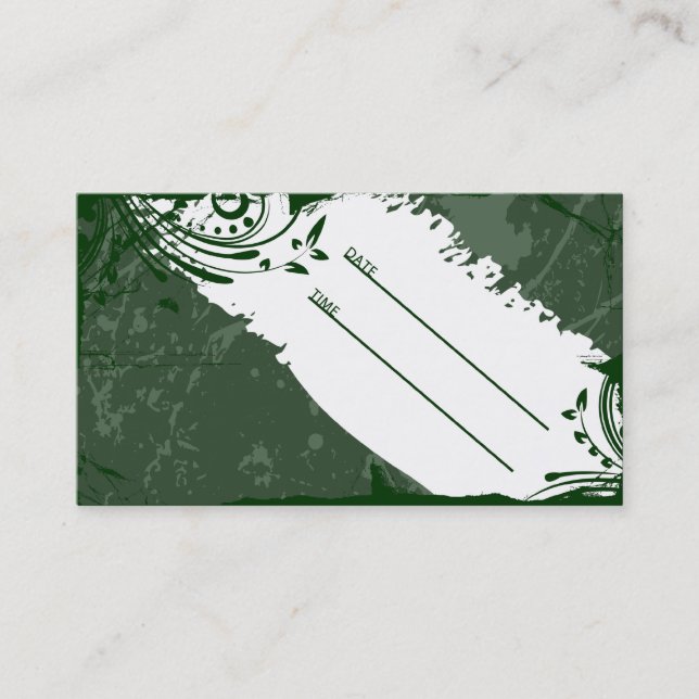 carte de rendez-vous verte grunge (Devant)