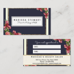 Carte de rendez-vous Vintage Floral Gold Stripes