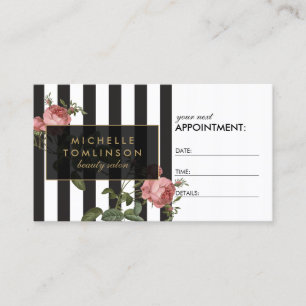 Carte de rendez-vous vintage Floral Striped Salon