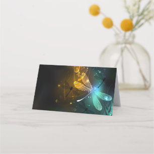 Carte De Rendez-vous Vol de libellule verte lumineuse