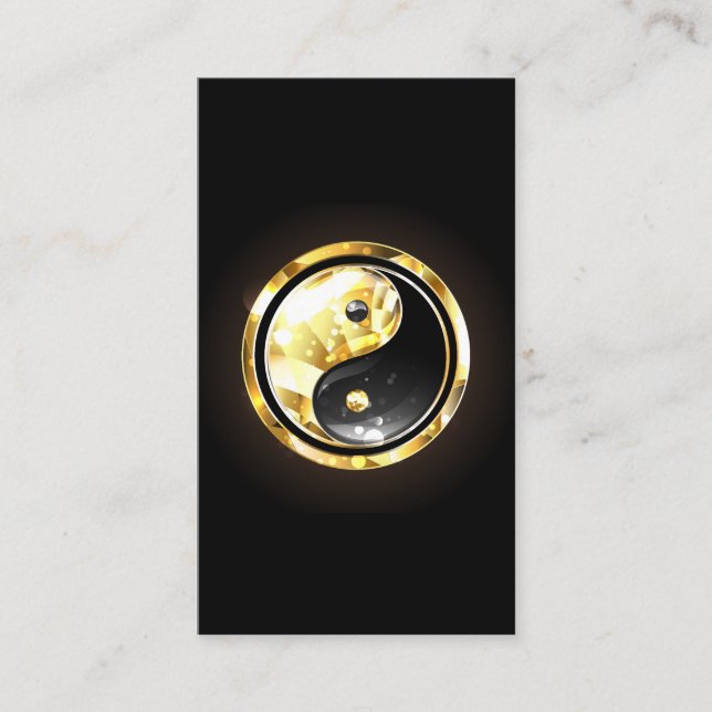 Carte De Rendez-vous Yin Yang or sur noir (Devant)