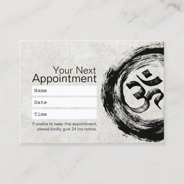 Carte De Rendez-vous Yoga Méditation Instructeur Nomination Om Symbole (Devant)