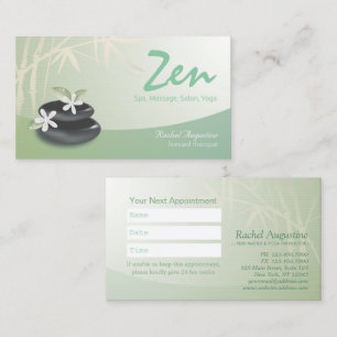 Carte De Rendez-vous ZEN Stone Bambou SPA Massage Thérapiste Rendez-vou