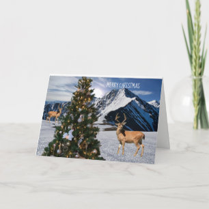 Carte de rennes et d'arbre de Noël