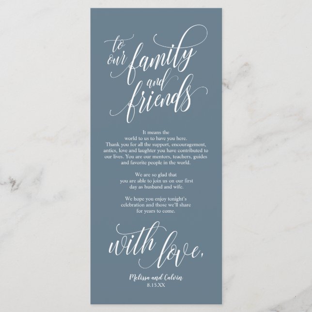 Carte de Repas Élégante Merci (Devant)