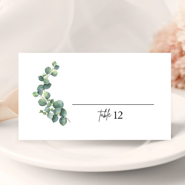 Carte de Repas Pliée Mariage Eucalyptus Rustique (Rustic eucalyptus folded place card guides guests with charm and a personal touch.)