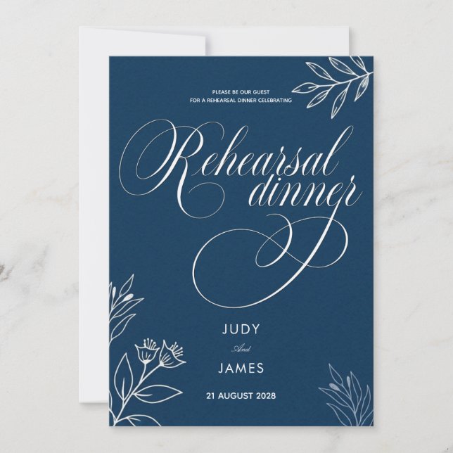 CARTE DE RÉPÉTITION DE MARIAGE CLASSIQUE BOHO CHIC (Devant)