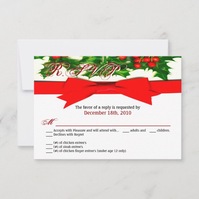 Carte de réponse 3,5x5 Baughs Holly Berry Noël (Devant)