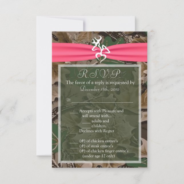 Carte de réponse 3,5x5 Browning Camo rose (Devant)