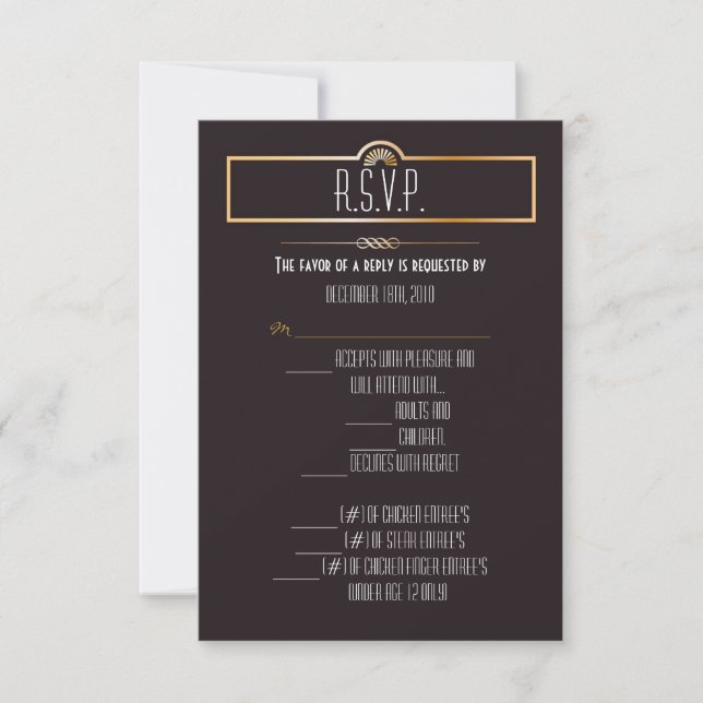 Carte de réponse 3,5x5 thème Gatsby (Devant)
