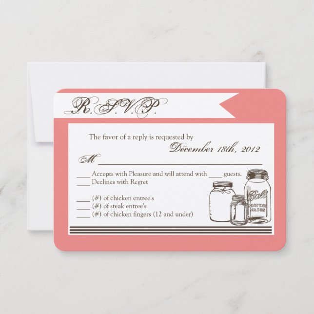 Carte de réponse 3 x 5 R.S.V.P. Mason Jar Pays Rus (Devant)