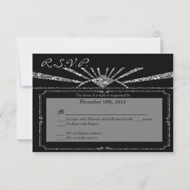 Carte de réponse 3x5 R.S.V.P. Art Déco Roaring 20s (Devant)