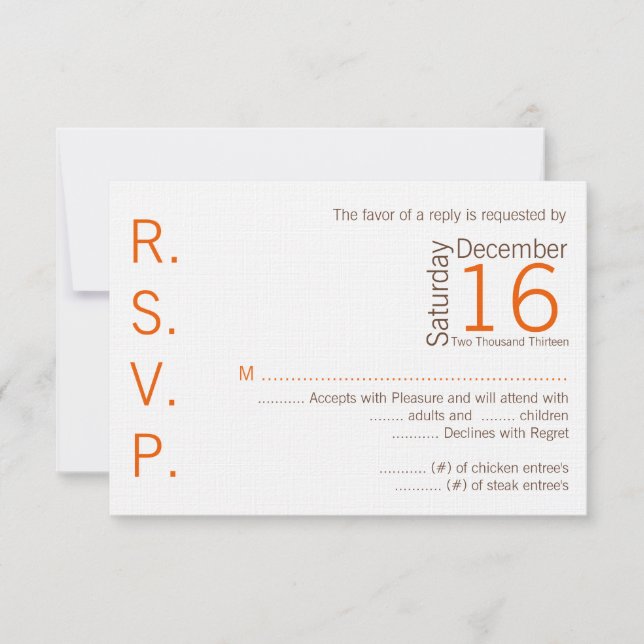 Carte de réponse 3x5 R.S.V.P. Brown Orange Chevron (Devant)