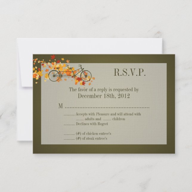 Carte de réponse 3x5 R.S.V.P. Double Vélo Brown (Devant)