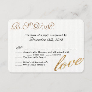 Carte de réponse 3x5 R.S.V.P. Gold Foil Parties sc