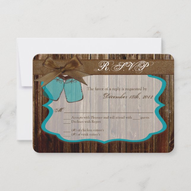 Carte de réponse 3x5 R.S.V.P. Initiales de la boît (Devant)