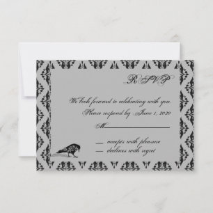 Carte de réponse à cadre gothique Black Raven