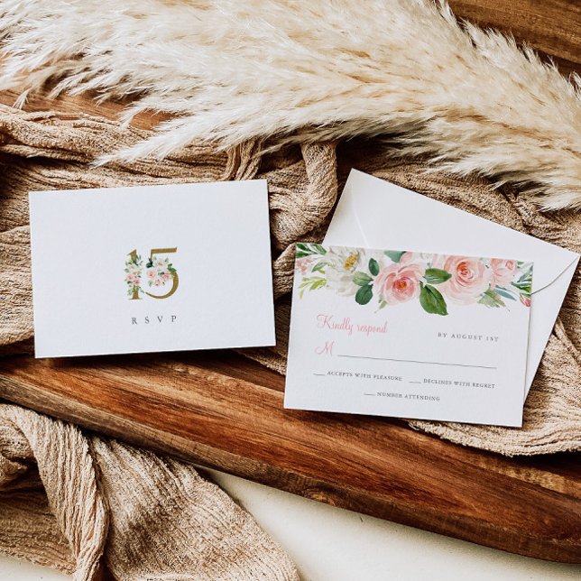 Carte de réponse à la carte RSVP Quinceañera Flora (Créateur téléchargé)