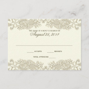 Carte de réponse à la conception de dentelle Vinta