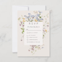 Carte de réponse à la crème Fleur sauvage Boho dél