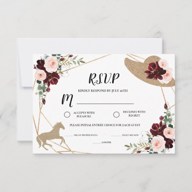 Carte de réponse à la douche de mariée Derby de co (Devant)