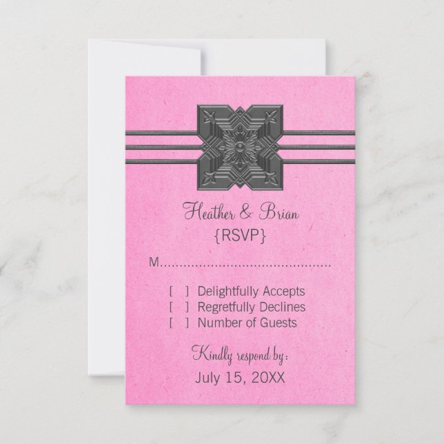 Carte de réponse à la frontière de Medallion rose (Devant)