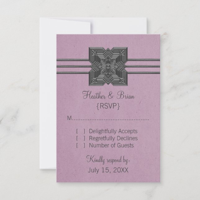 Carte de réponse à la frontière Lilac Medallion (Devant)