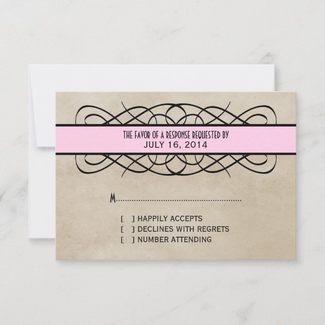 Carte de réponse à la frontière rose (Devant)