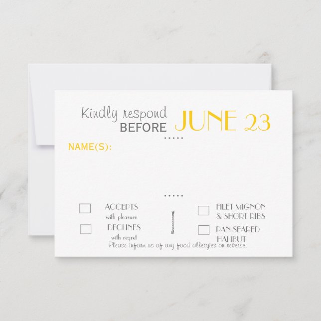 Carte de réponse à la suite d'invitation moderne (Devant)