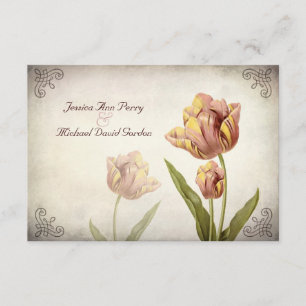 Carte de réponse à la tulipe de perroquet rose