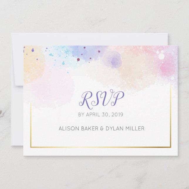 Carte de réponse à l'aquarelle colorée (Devant)