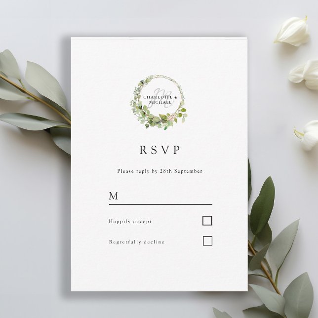 Carte de réponse à l'eucalyptus simple, élégante e (Créateur téléchargé)
