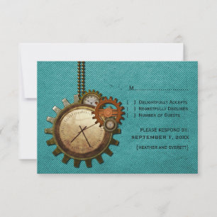 Carte de réponse à l'horloge vintage, Turquoise