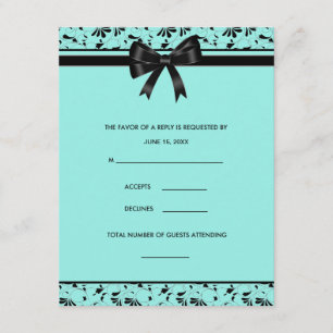 Carte de réponse à l'invitation Aqua tourbillon bl