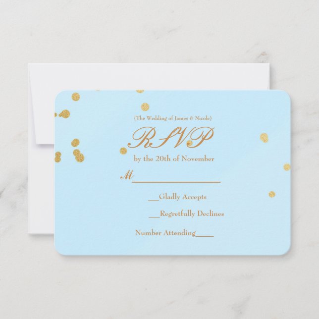 Carte de réponse à l'invitation avec confettis Ble (Devant)
