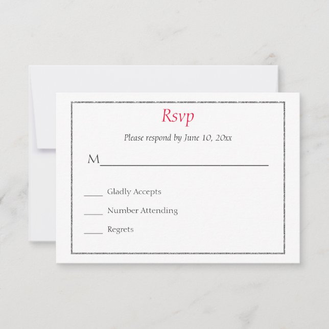 Carte de réponse à l'invitation de mariage en smok (Devant)