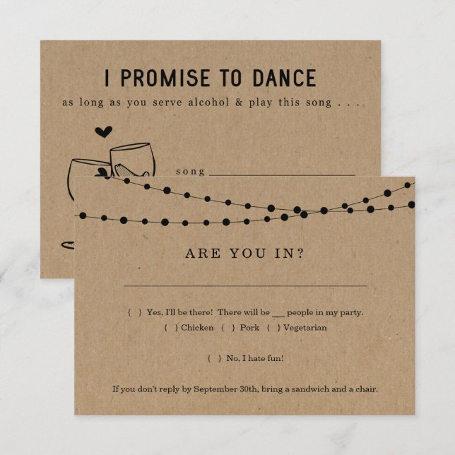 Carte de réponse à l'invitation drôle avec demande (Devant / Derrière)