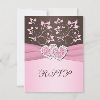 Carte de réponse à motif floral rose et marron coe