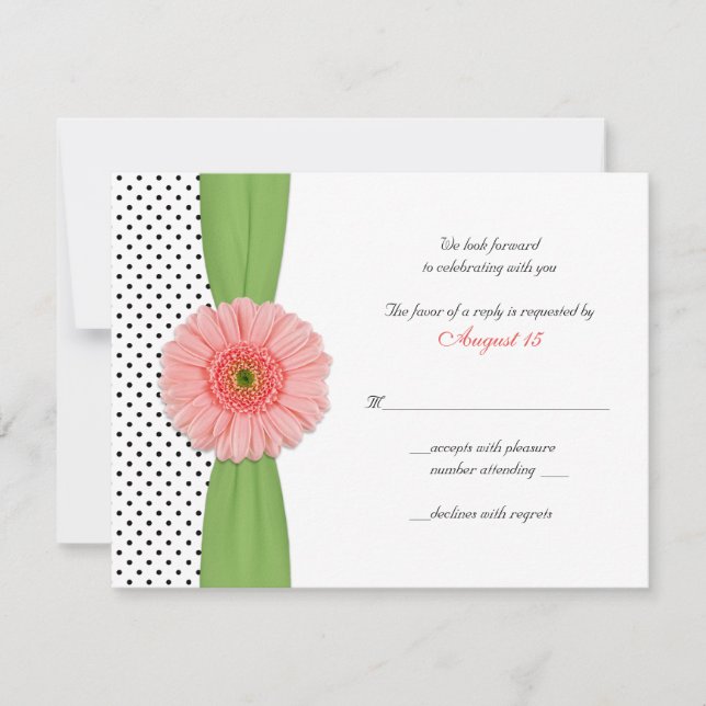 Carte de réponse à pois de Coral Gerber Daisy (Devant)
