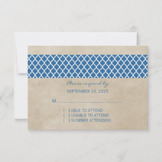 Carte de réponse à Quatrefoil Blue Rustic