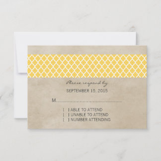 Carte de réponse à Quatrefoil Rustique Jaune