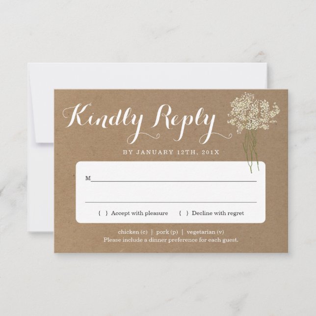 Carte de réponse à une invitation | Baby's Breath  (Devant)