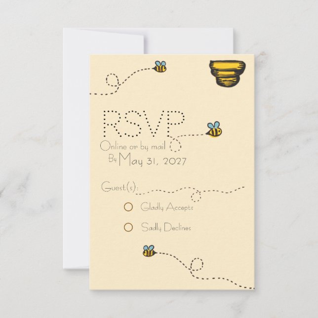 Carte de réponse abeille illustrée (Devant)