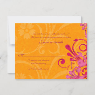 Carte de réponse Abstraite rose et orange