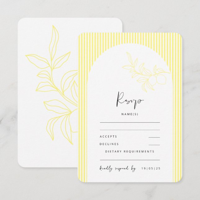 Carte de réponse ANNA Modern Italian Lemon Stripes (Devant / Derrière)