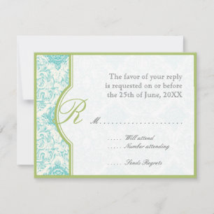 Carte de réponse Aqua BlueToile Quatrefoil RSVP