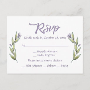Carte de réponse aquarelle fleur feuilles de lauri