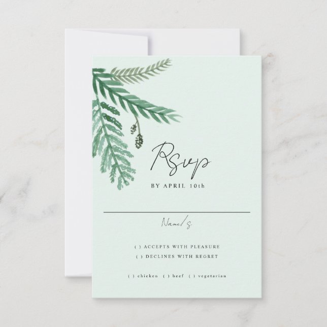 Carte de réponse aquarelle petite palme (Devant)