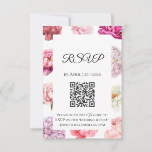 Carte de réponse aquarelle pivoine   Floral or ros